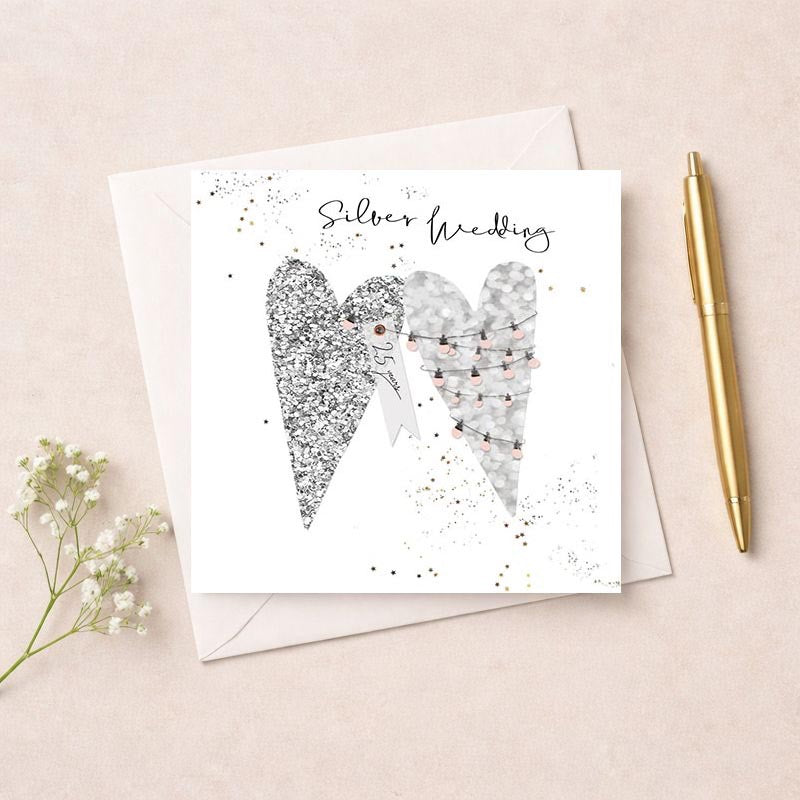 Silver Wedding 25 Years - 2 Hearts - Card - Hammond Gower