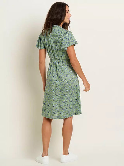 Brakeburn Women's Elsie Knee Length Tie Waist Dress - Green