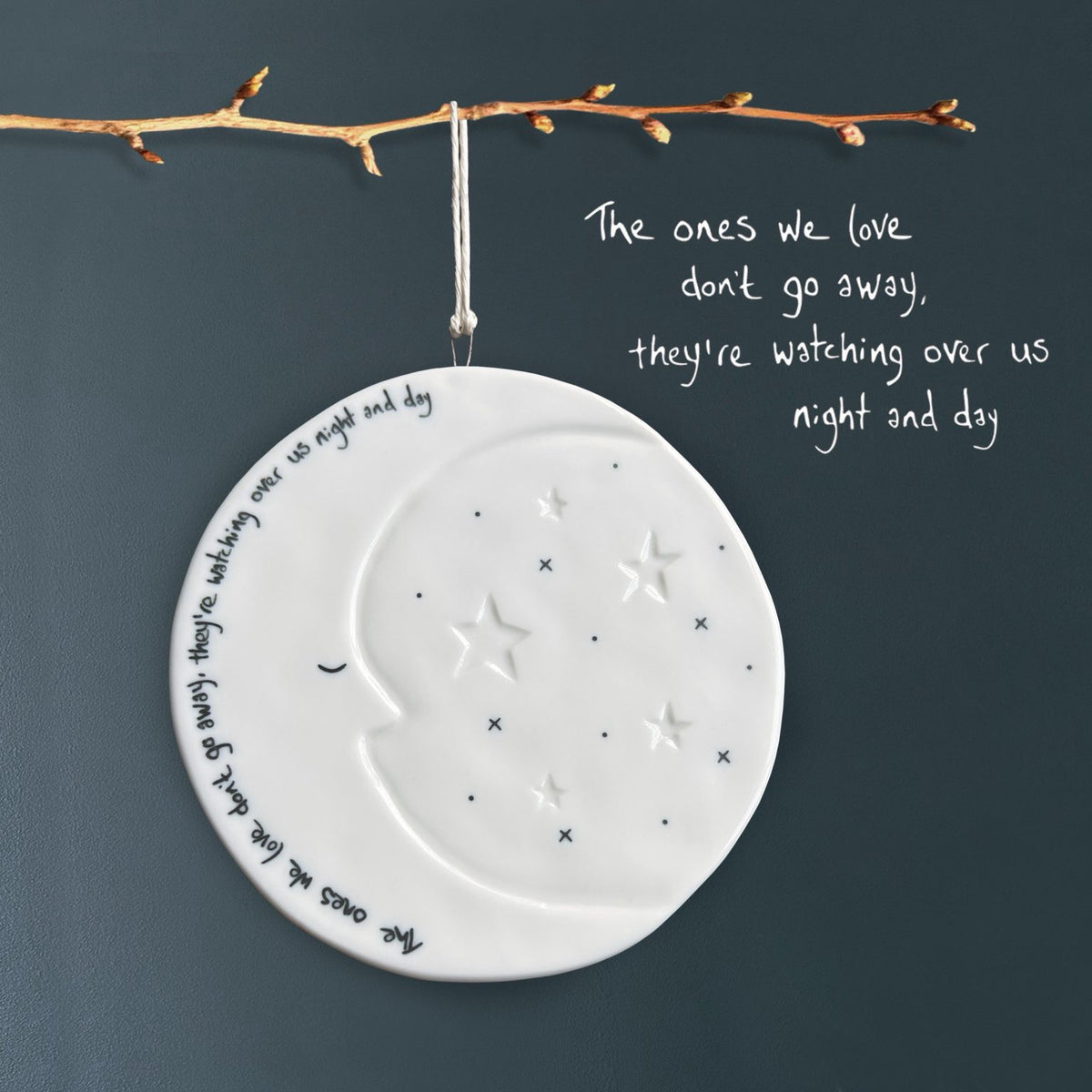 East Of India Ceramic - Round Moon Hanging Disc Decoration - The Ones We Love