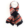 POM - Fairisle Pattern Wool Pull Through Crossover Scarf - Navy/Rust Mix