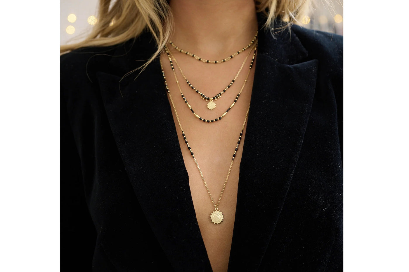 Boho Betty Horus Black Spinel Gemstone Gold Necklace