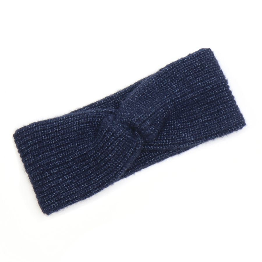 POM Navy Blue Recycled Blend Chunky Knitted Cosy Twist Headband