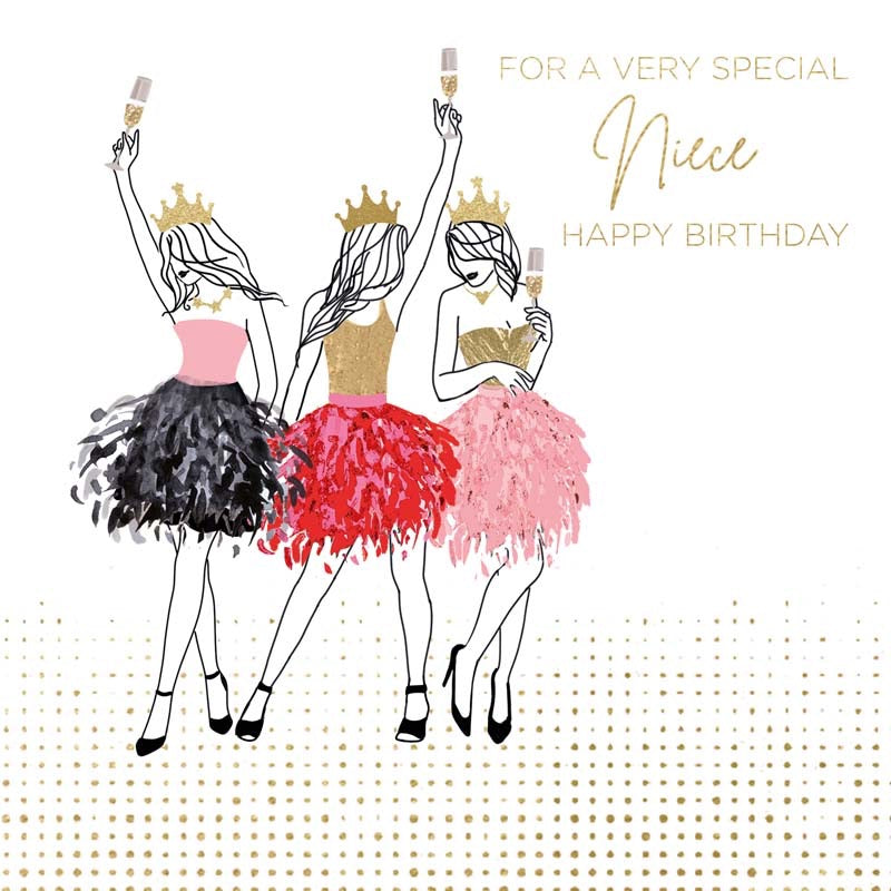 Special Niece Birthday - Girls in Dresses - Card - Hammond Gower