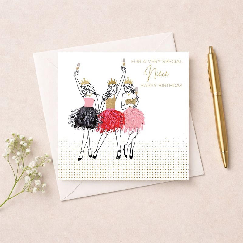 Special Niece Birthday - Girls in Dresses - Card - Hammond Gower