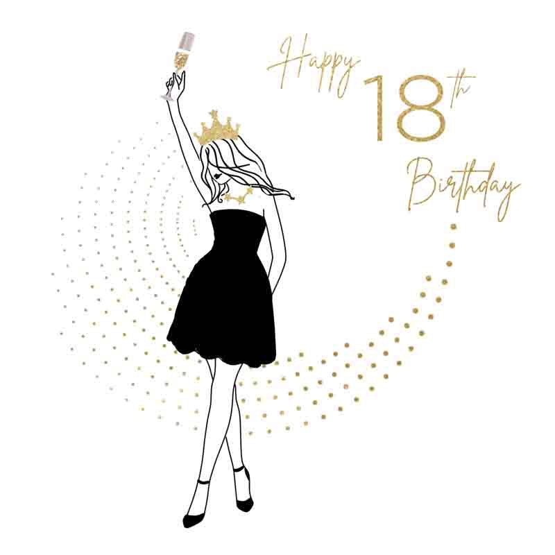 Happy 18th Birthday - Girl in Dress - Card - Hammond Gower