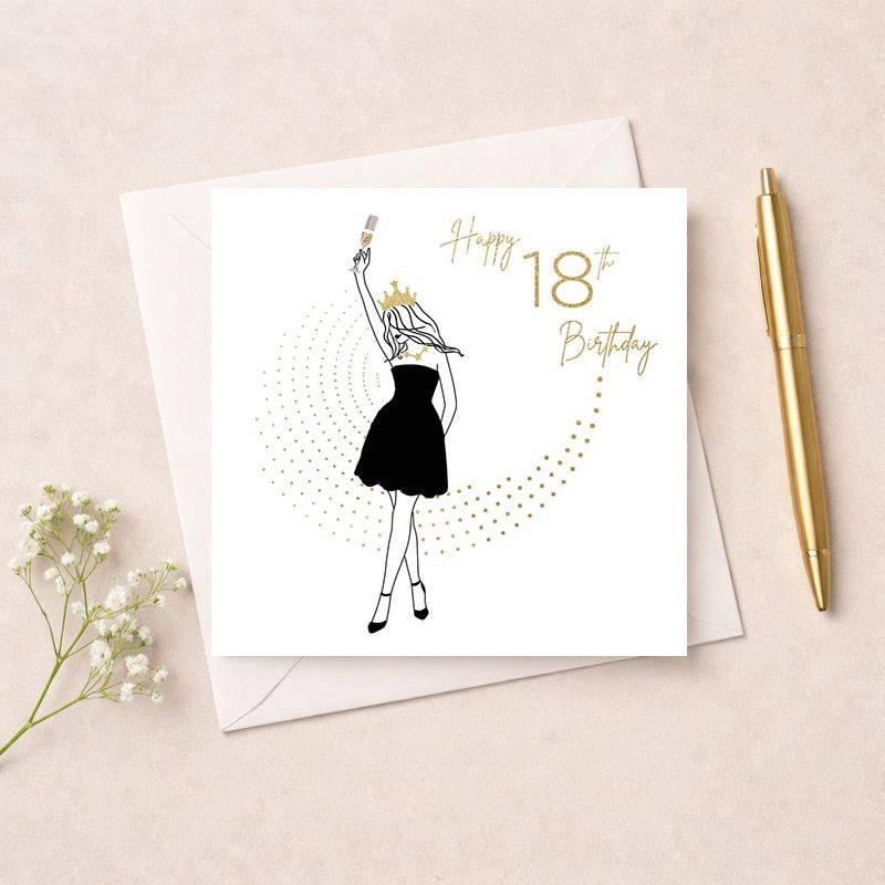 Happy 18th Birthday - Girl in Dress - Card - Hammond Gower