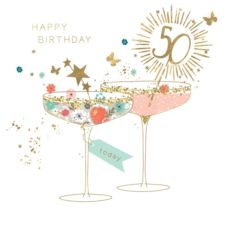 Happy Birthday 50 Today - Cocktails - Card - Hammond Gower