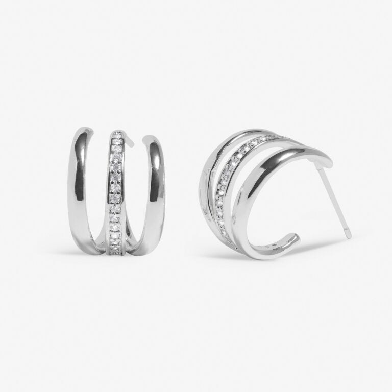 Joma Jewellery - Soul Shine Triple Illusion Hoop Earrings - Silver