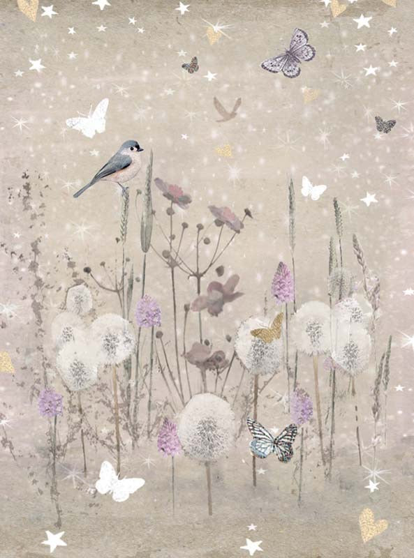 Open Birds &amp; Flowers - Mini Size Blank Card - Hammond Gower