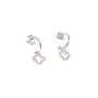 Enya Pave Clover Hoop Earrings - Silver - Clementine Jewellery