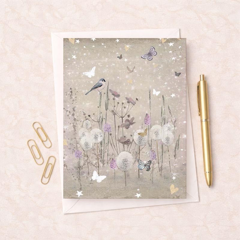 Open Birds &amp; Flowers - Mini Size Blank Card - Hammond Gower