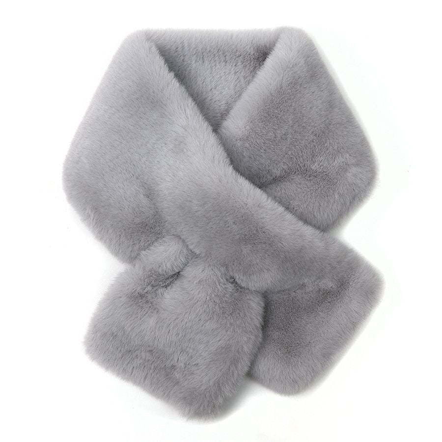 POM Dove Grey Supersoft Faux Fur Pull Through Scarf