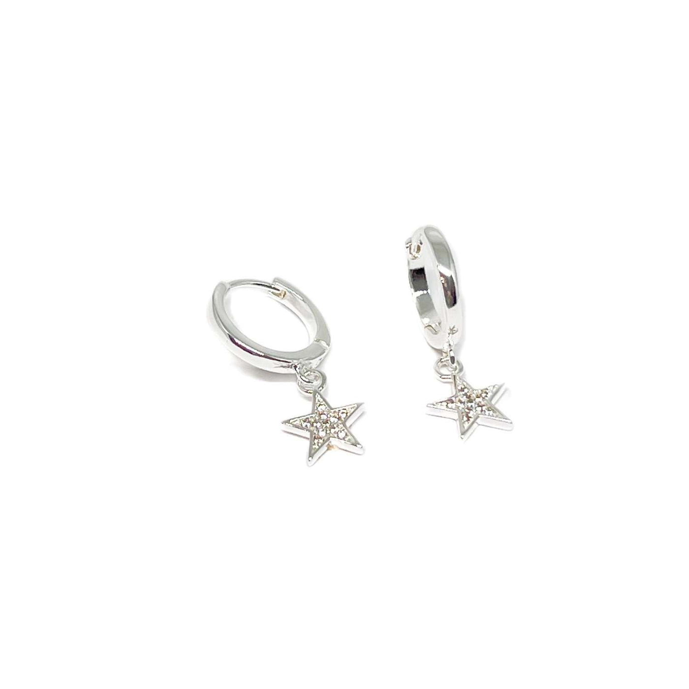 Astrid Star Hoop Earrings - Silver - Clementine Jewellery
