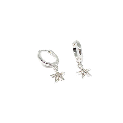 Astrid Star Hoop Earrings - Silver - Clementine Jewellery