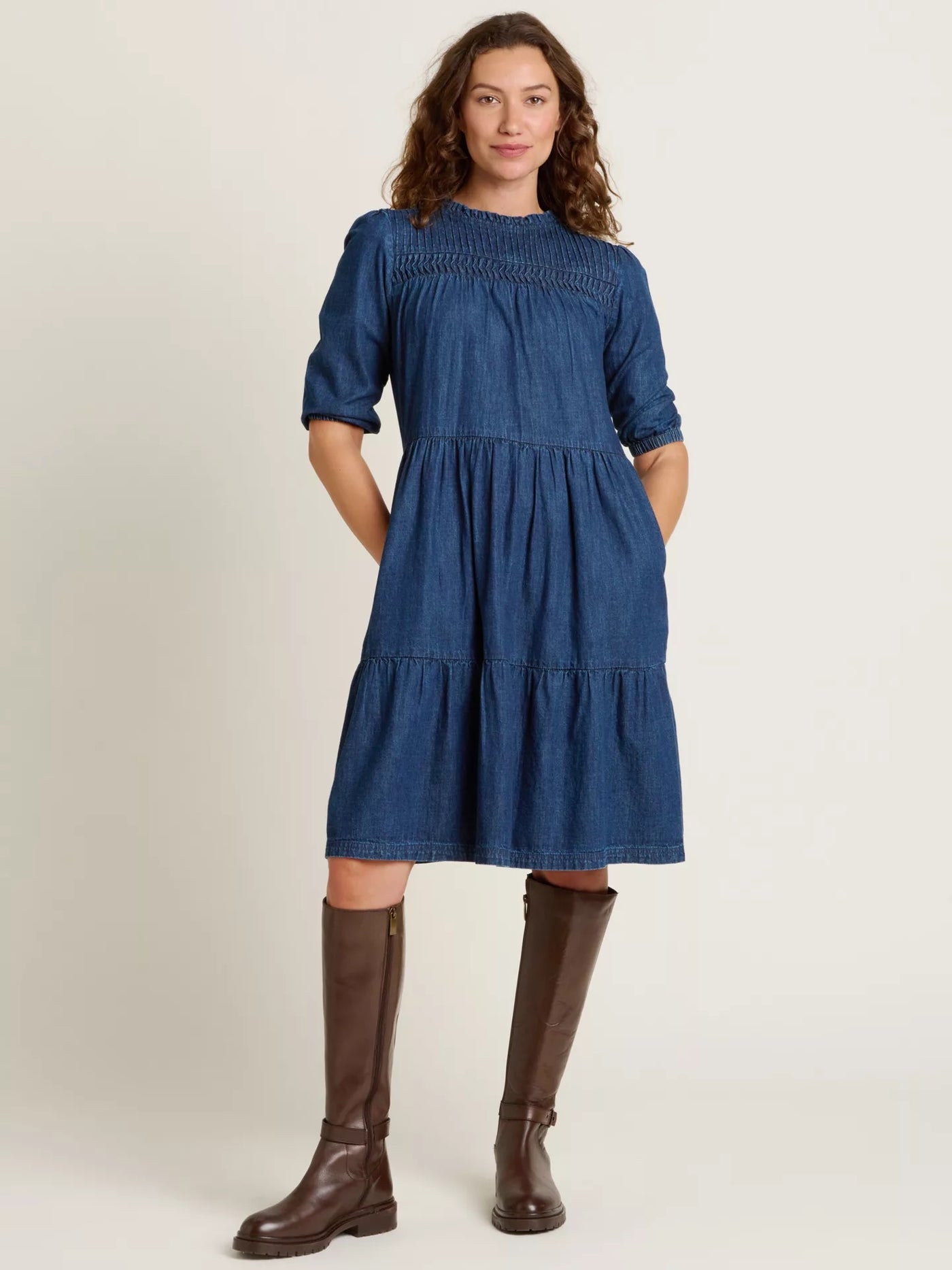 Brakeburn Sherborne Denim Dress - Navy blue