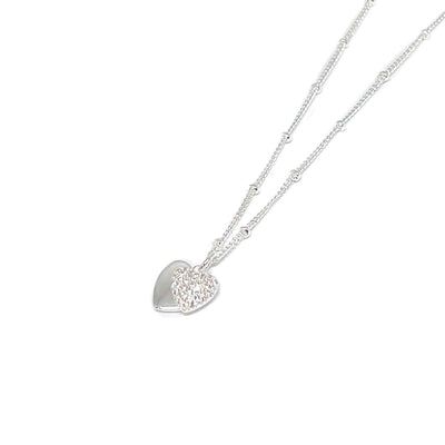 Ciska Double Heart Necklace - Silver- Clementine Jewellery