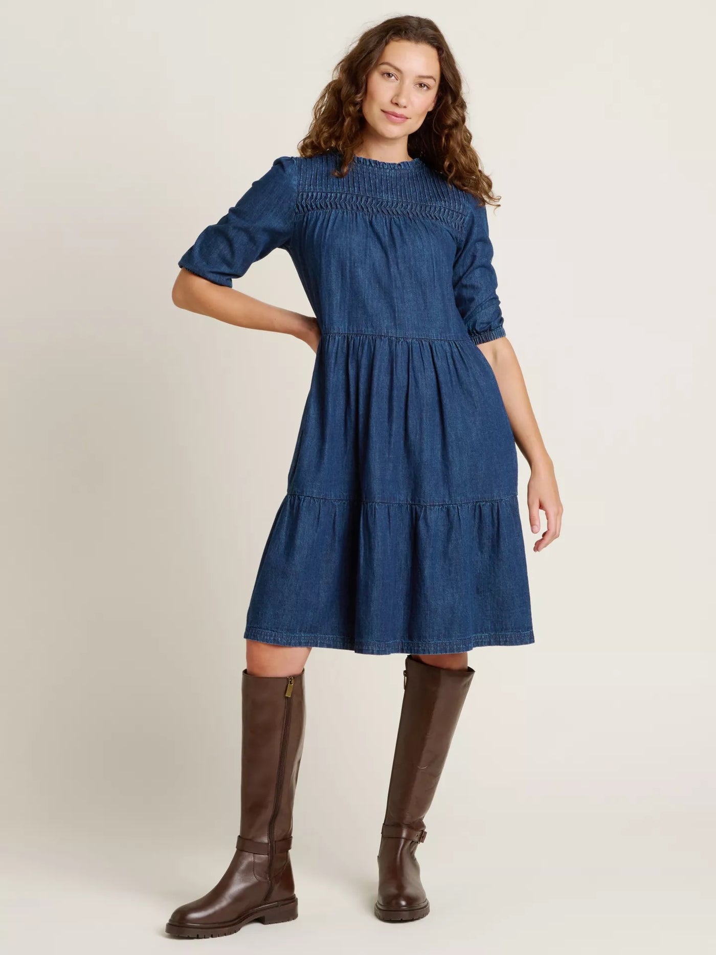 Brakeburn Sherborne Denim Dress - Navy blue