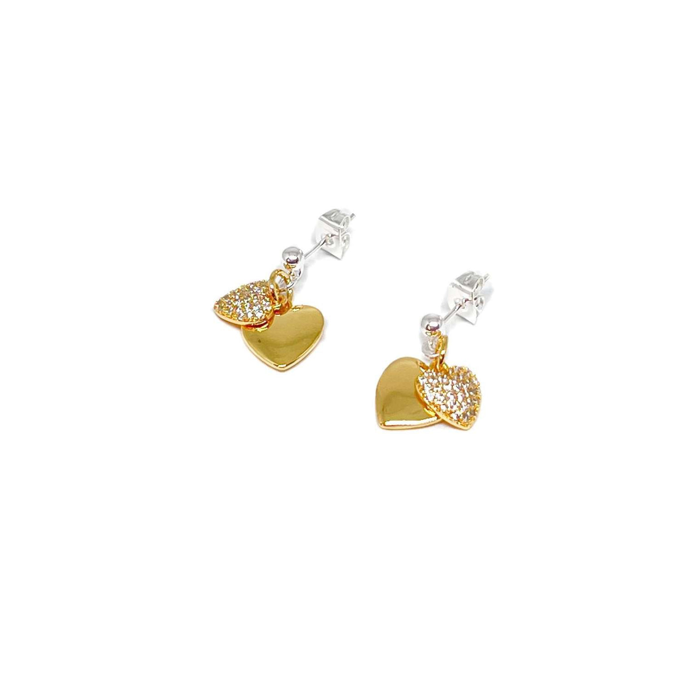 Ciska Double Heart Earrings - Gold - Clementine Jewellery