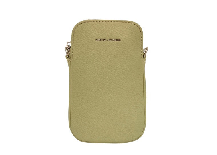 David Jones (NV6937-1) Single Phone Crossbody Handbag - Pistachio Green - Silver fittings