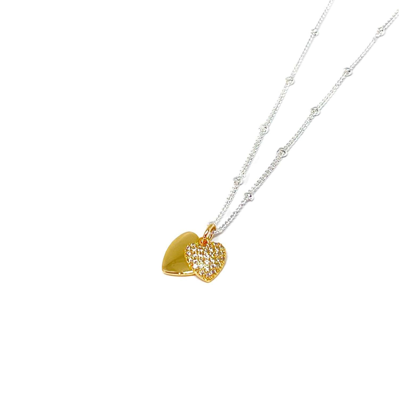 Ciska Double Heart Necklace - Gold- Clementine Jewellery