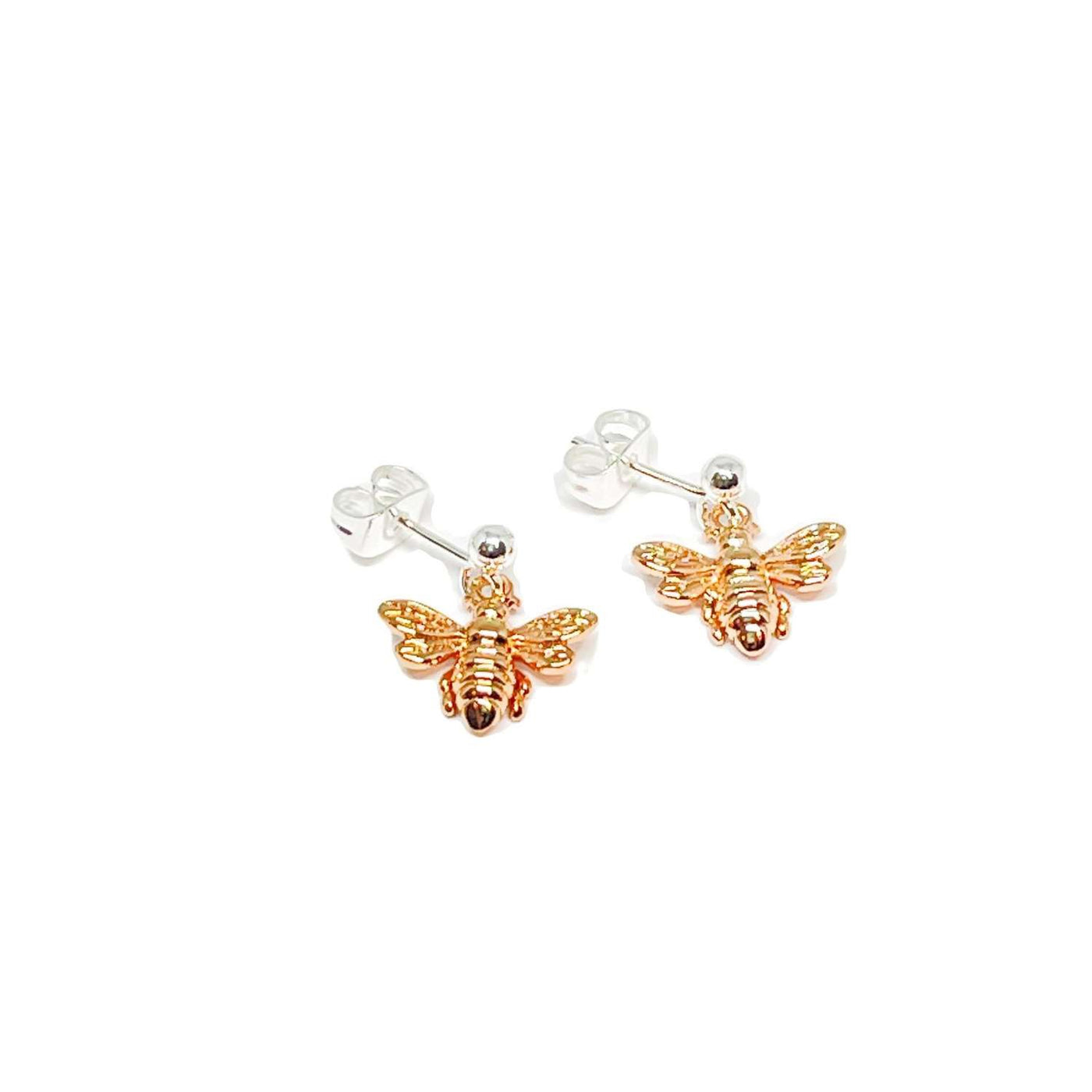 Delaney Bee Dangly Stud Earrings - Rose Gold- Clementine Jewellery
