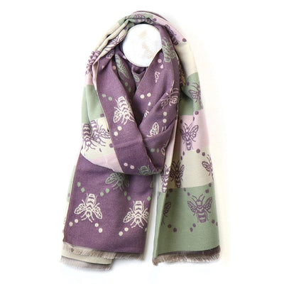 POM Lavender Purple/Pale Pink Bee Reversible Jacquard Scarf