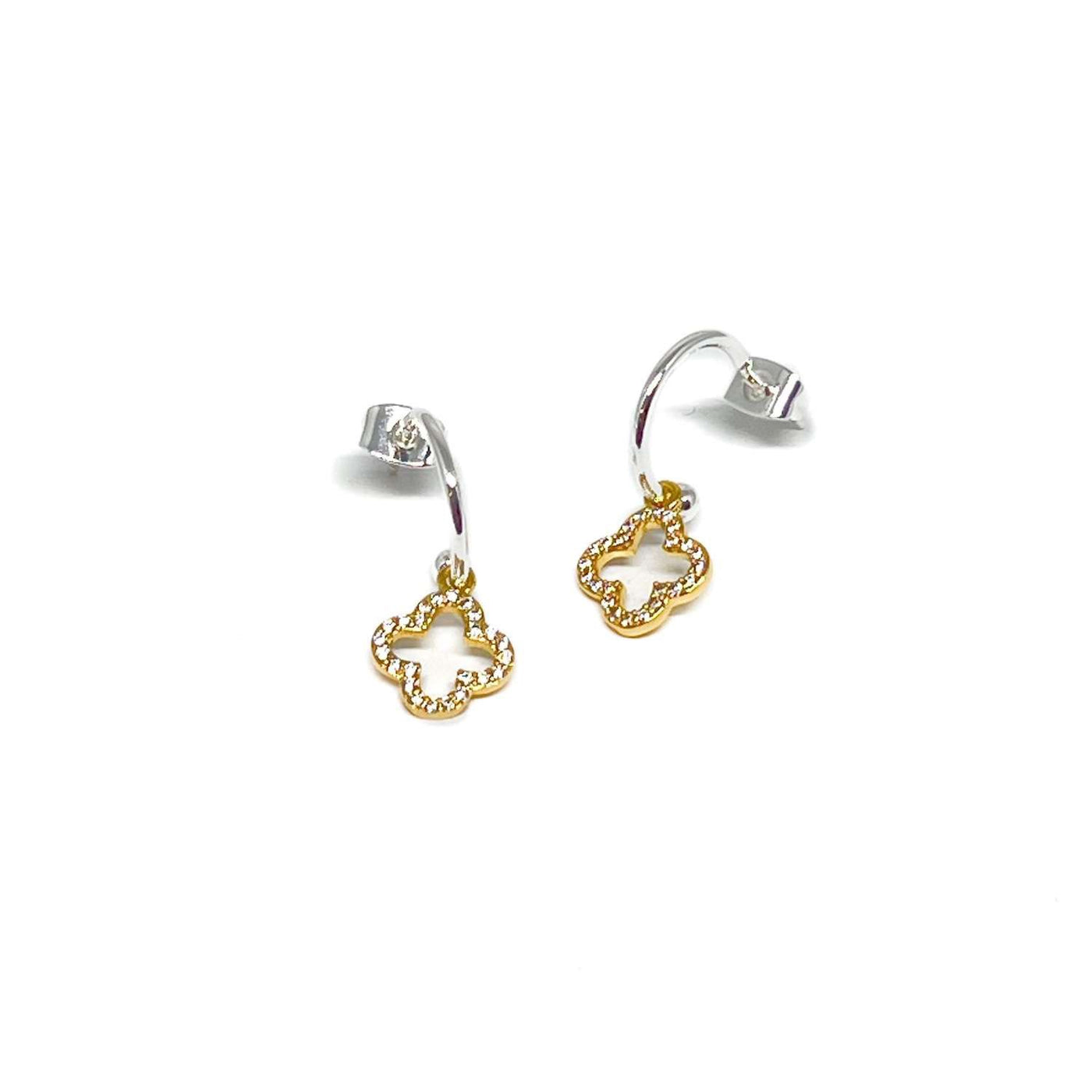 Enya Pave Clover Earrings - Gold - Clementine Jewellery