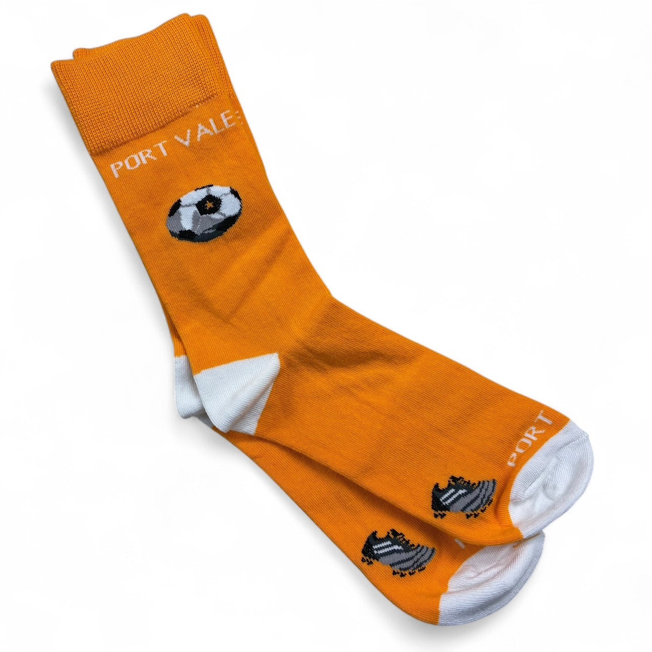 White Cotton Mens Ankle Socks - Football - Port Vale - Orange