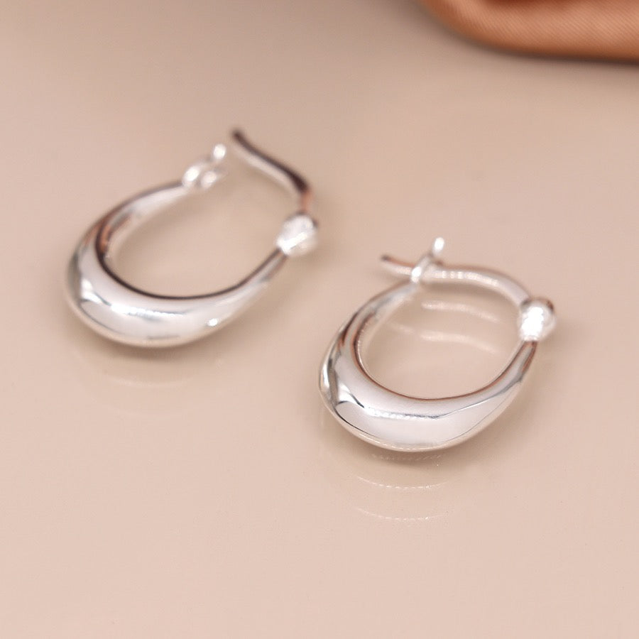 POM Sterling Silver Simple Hinged Hoop Earrings