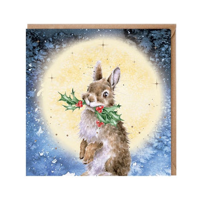 'By The Light of The Moon' Rabbit Christmas Card - Wrendale Designs