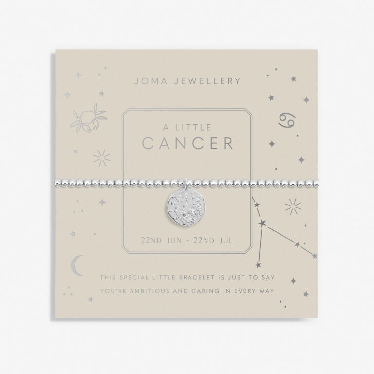 Joma Jewellery  - Starsign A little CANCER Silver Disc Bracelet