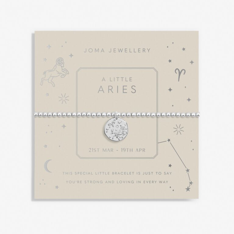 Joma Jewellery  - Starsign A little ARIES Silver Disc Bracelet