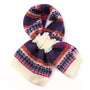 POM - Fairisle Pattern Pull Through Crossover Scarf - Cream/Navy