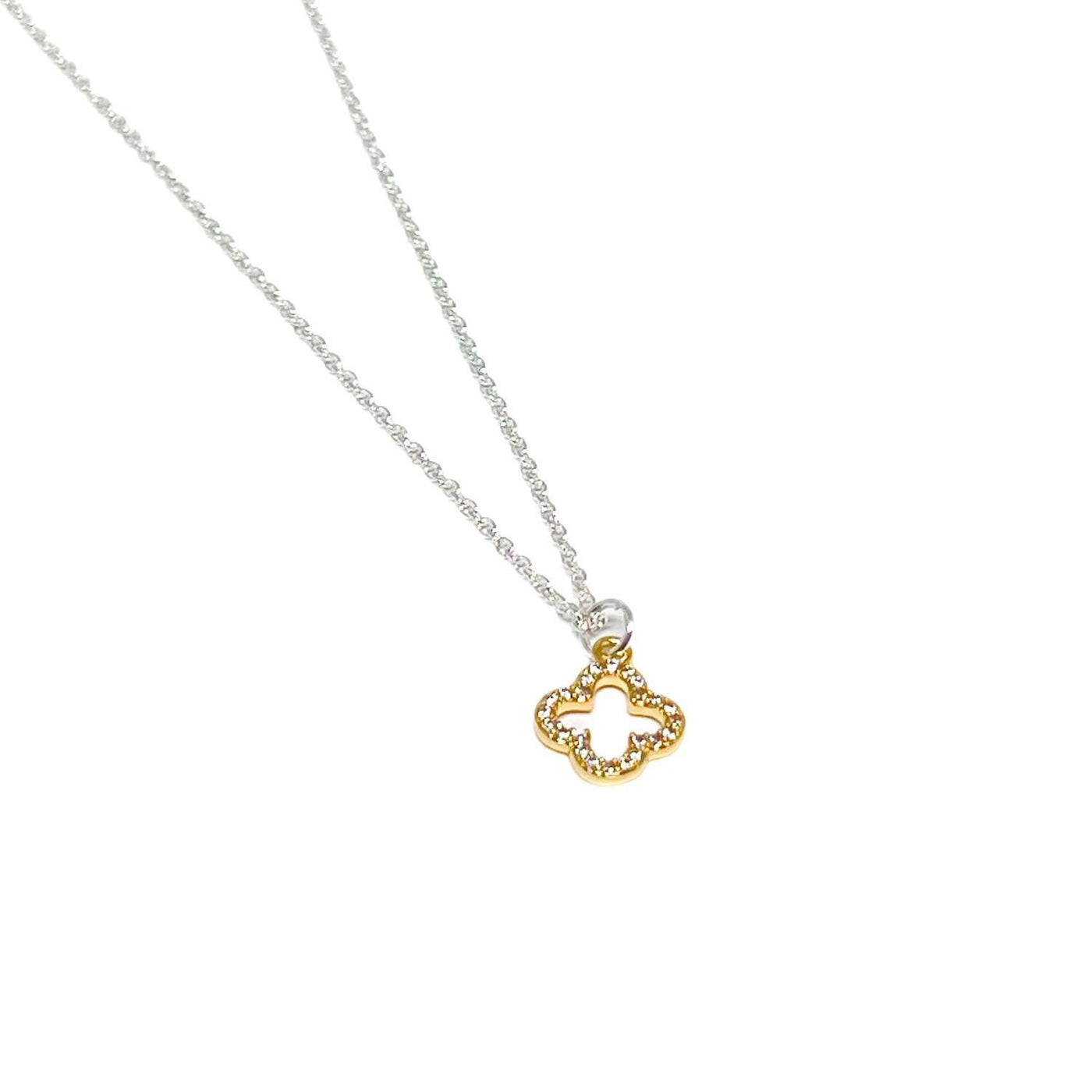 Enya Pave Clover Necklace - Gold - Clementine Jewellery