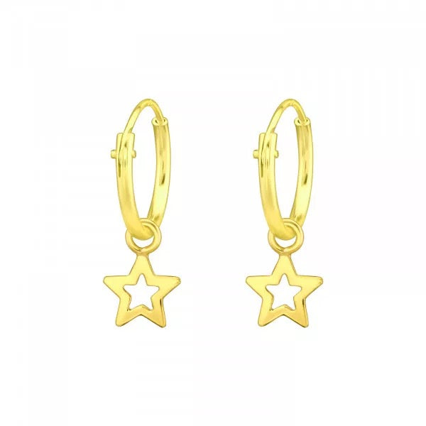 Hollie Tree -Open Star Hoop - Glass Bottled Earrings- Gold
