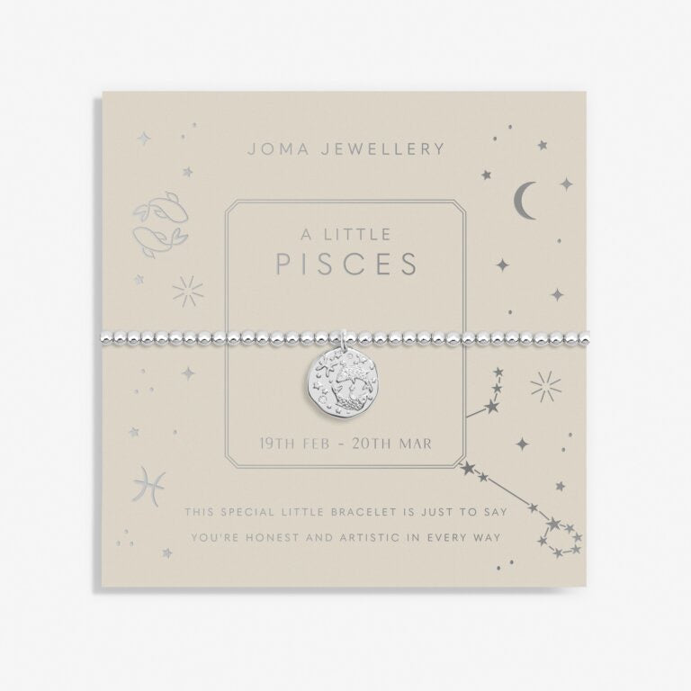 Joma Jewellery  - Starsign A little PISCES Silver Disc Bracelet