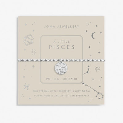 Joma Jewellery  - Starsign A little PISCES Silver Disc Bracelet