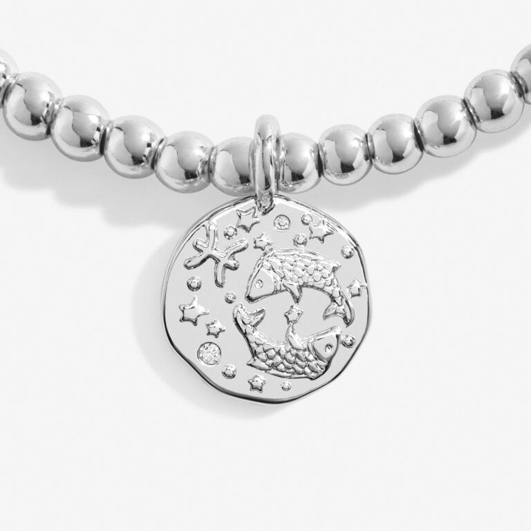 Joma Jewellery  - Starsign A little PISCES Silver Disc Bracelet