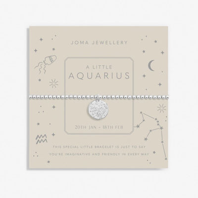 Joma Jewellery  - Starsign A little AQUARIUS Silver Disc Bracelet