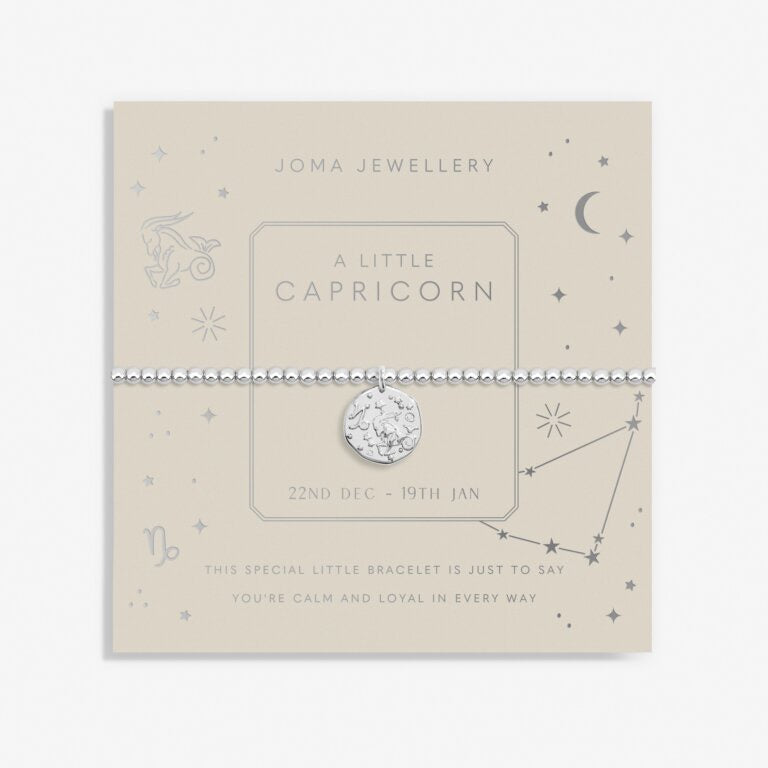 Joma Jewellery  - Starsign A little CAPRICORN Silver Disc Bracelet