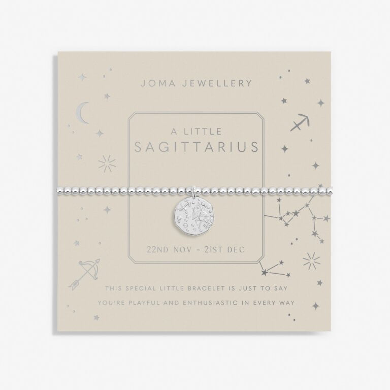 Joma Jewellery  - Starsign A little SAGITTARIUS Silver Disc Bracelet