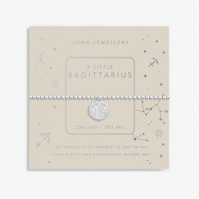 Joma Jewellery  - Starsign A little SAGITTARIUS Silver Disc Bracelet