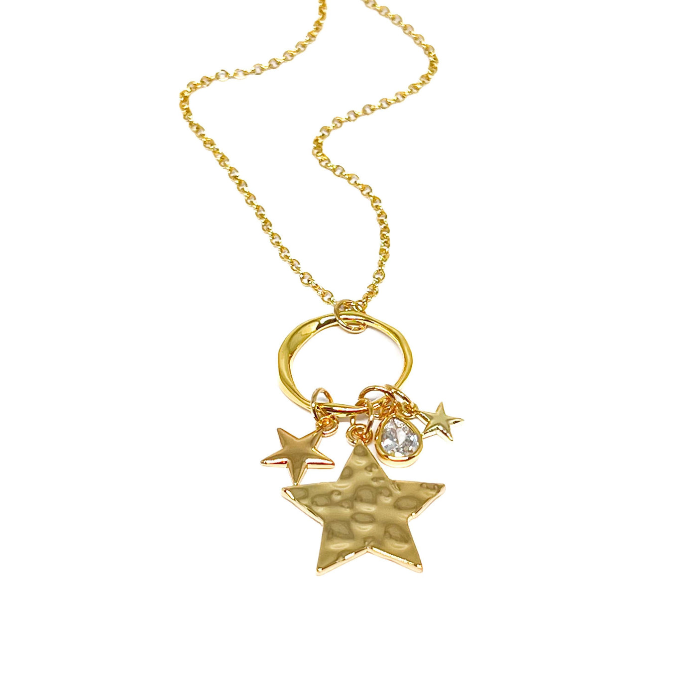 Joanna Star & Disc Charm Long Necklace - Gold - Clementine Jewellery