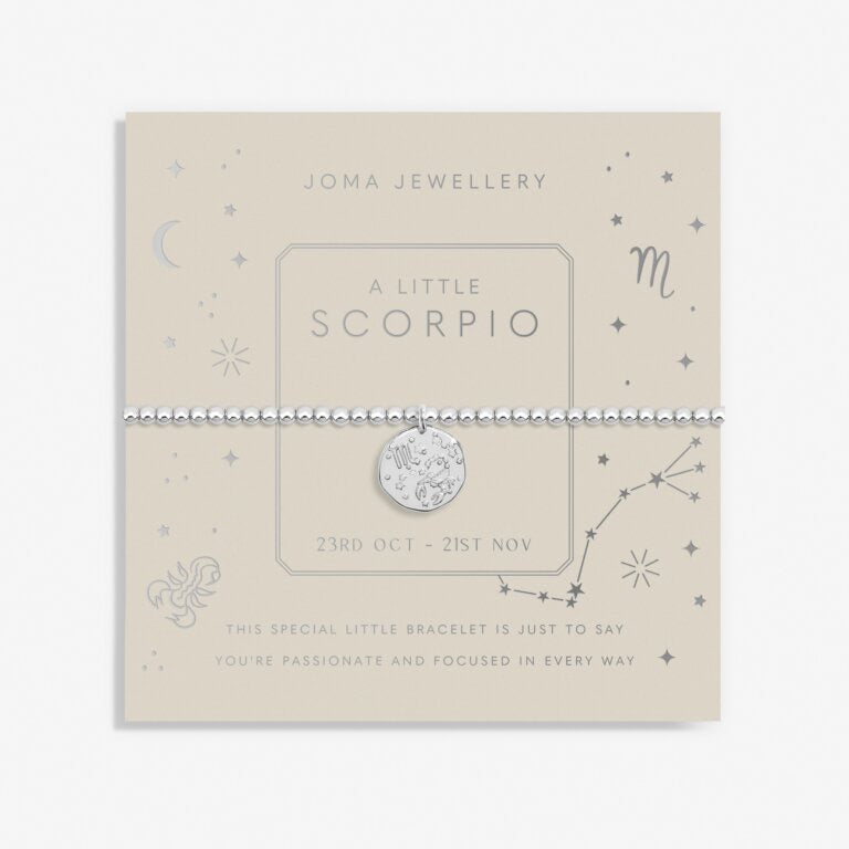 Joma Jewellery  - Starsign A little SCORPIO Silver Disc Bracelet