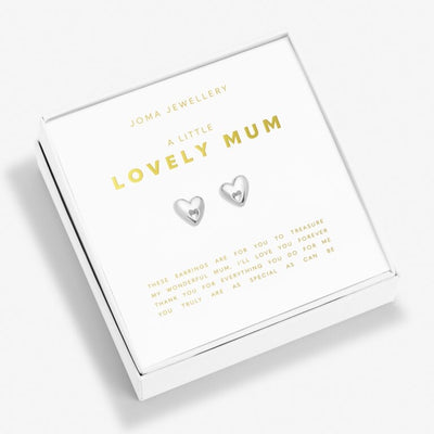 Joma Jewellery  - Boxed A Little "Lovely Mum' Heart Stud Earrings - Silver