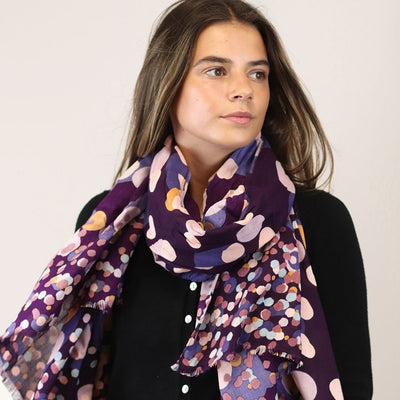 POM Purple Mix Gradient Spot Print Bamboo Viscose Scarf