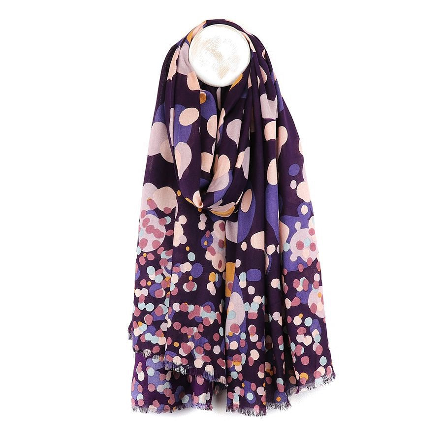 POM Purple Mix Gradient Spot Print Bamboo Viscose Scarf