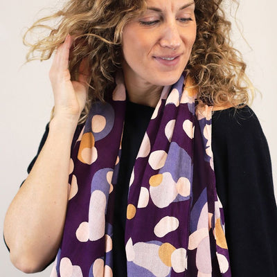 POM Purple Mix Gradient Spot Print Bamboo Viscose Scarf