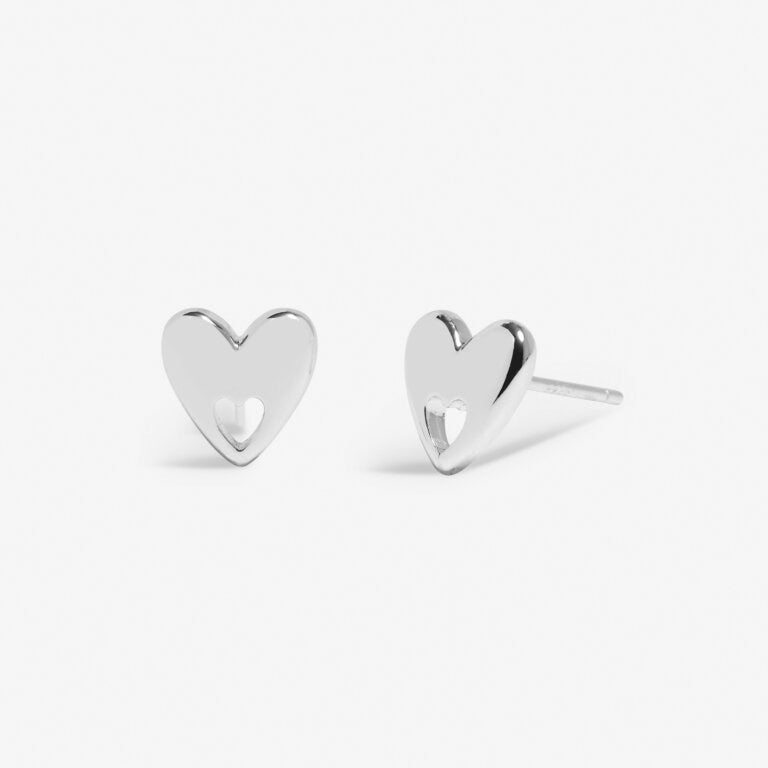 Joma Jewellery  - Boxed A Little "Lovely Mum' Heart Stud Earrings - Silver