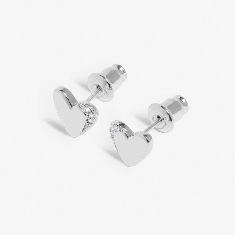 Joma Jewellery  - Boxed A Little "Happy Birthday' Heart Stud Earrings - Silver